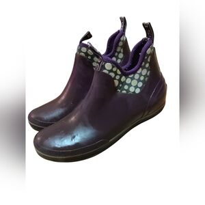 Bogs Women's Purple Polka Dot Mattie Waterproof Low Ankle Rain Boots, Sz 10